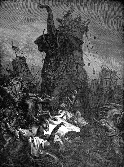 Eleazar Killed by the Elephant by Gustave Dore